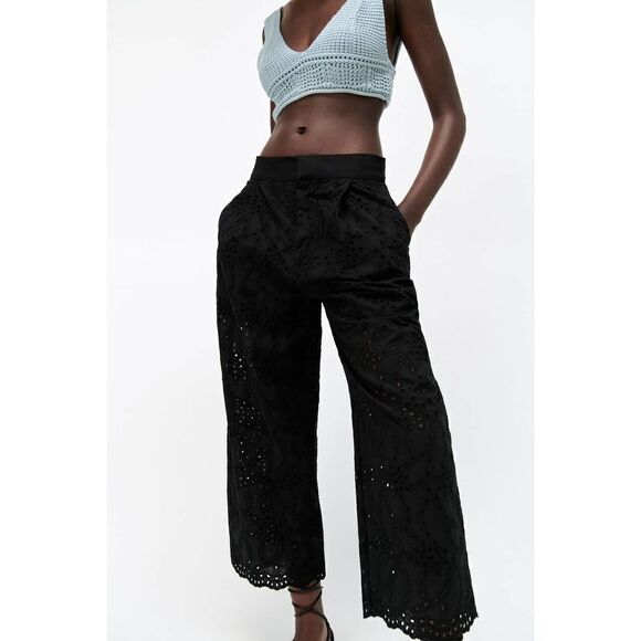 ZARA Openwork Pants Black New - Picture 11 of 13